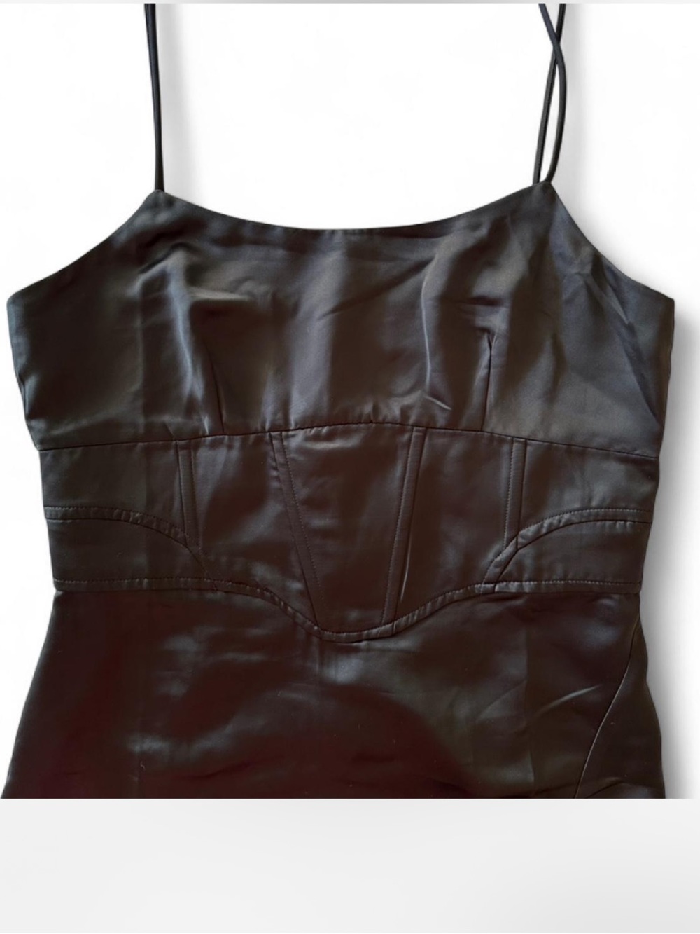 Jason Wu Black Satin Corset Midi Dress Quiet Luxury Cocktail Evening Large - Picture 4 of 8